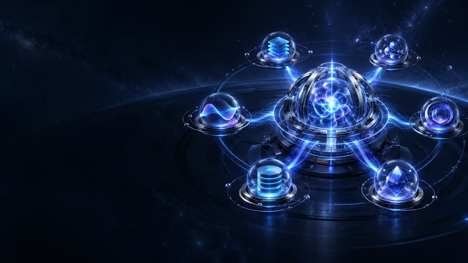 AI 核心技术引擎与六项能力协同的视觉场景